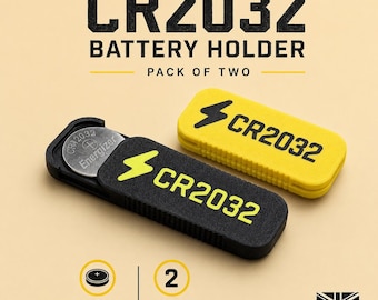 CR2032 Battery Holder Pack of 2 High-Vis Coin Cell Battery Case for Cycling EDC Travel – Made in UK