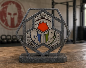 2026 Trifecta Hex Medal Display Holder Spartan Race Desktop Stand UK Made
