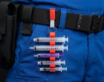 PrepClip Syringe Holder | 5-Slot Clip for Nurses, Paramedics and Hospital Staff | ECG & ID Card Slot | Medical Grade | Made in the UK