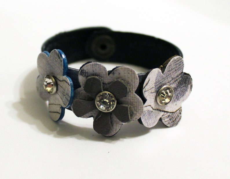 Flower Jewelry Cuff Bracelet Boho Jewelry Unique Leather Handmade Bracelet Leather Bracelets for Women