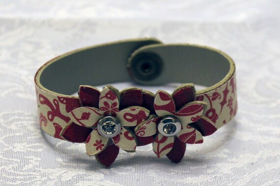 Flower Jewelry Cuff Bracelet Boho Jewelry Unique Leather Handmade Bracelet Leather Bracelets for Women