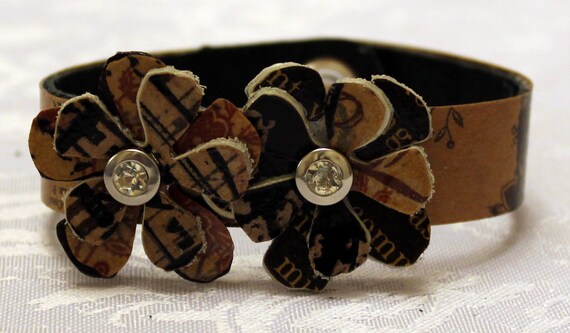 Flower Jewelry Cuff Bracelet Boho Jewelry Unique Leather Handmade Bracelet Leather Bracelets for Women