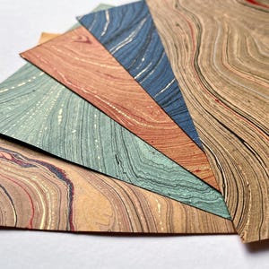 Handgeschöpftes Marmorpapier 5er Set | Metallic Erdtöne, Scrapbooking, Basteln (A4, A5)
