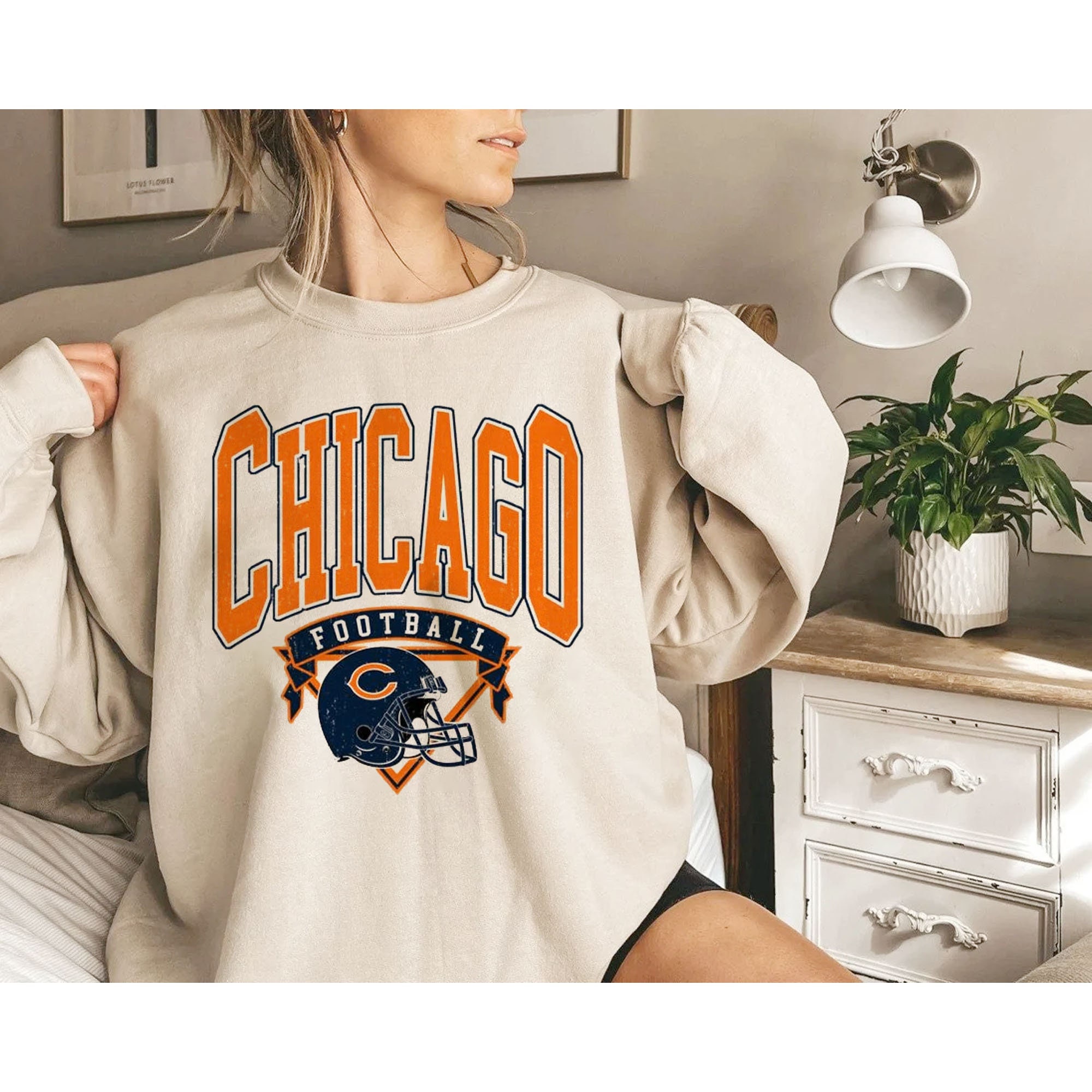 Discover Retro Chicago Unisex Crew, Vintage Chicago Football Crewneck Sweatshirt