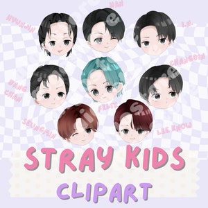 Clipart Stray Kids, png, jpg, autocollants, impression numérique, kawaii, mignon, kpop, téléchargement immédiat