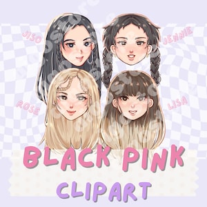 Schwarzrosa Clipart, png, jpg, sticker, Digitaldruck, kawaii, süß, kpop, sofort Download
