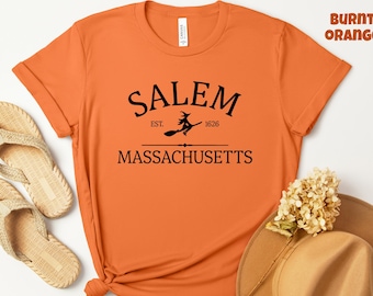 Salem Massachusetts Shirt, Vintage Salem Witch T-shirt, Spooky Shirt for Her, Witchy Gift Shirt, Halloween Family Party Tee, Halloween