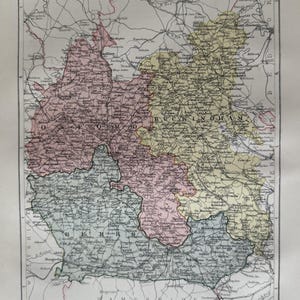 Différents pays d'origine. Cartes antiques du comté d'Angleterre des années 1880.