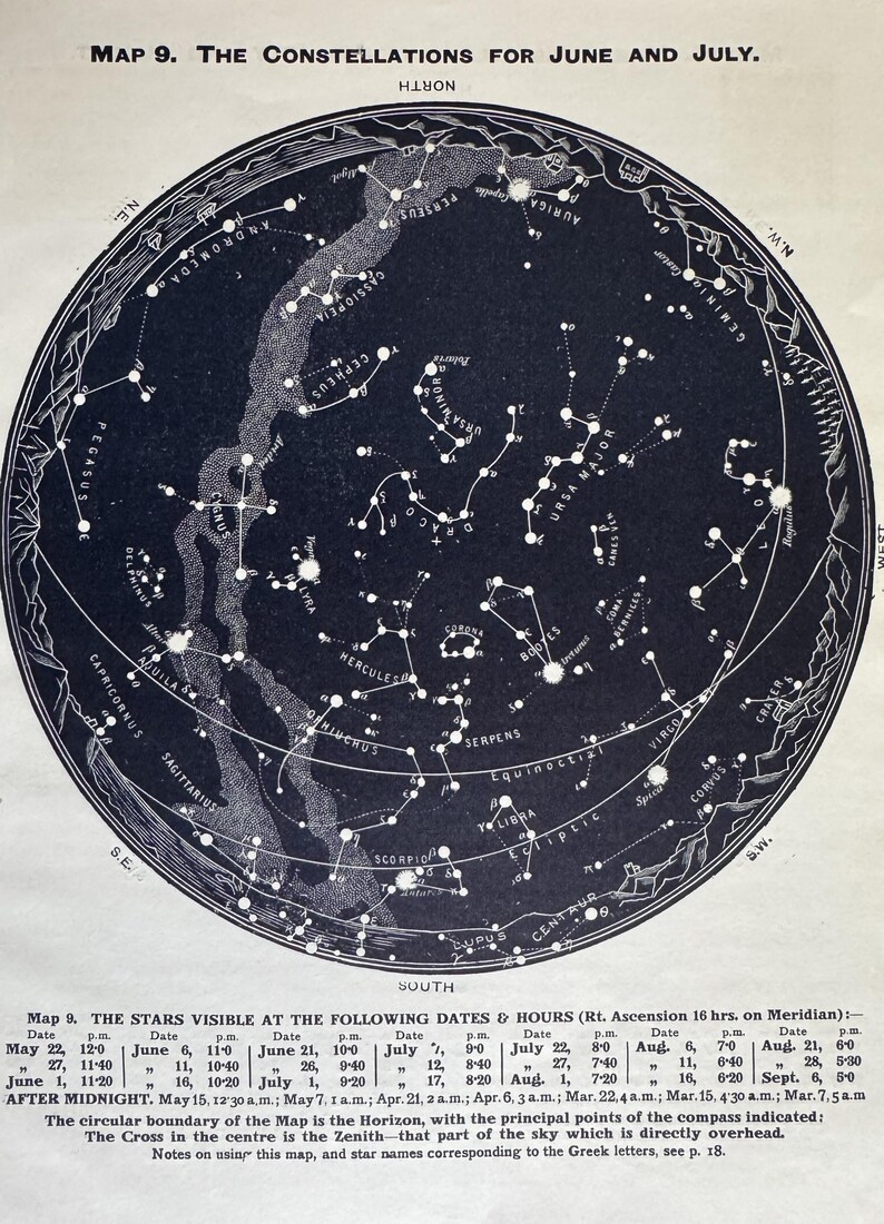 Constellations In July Constellation Maps of the Northern Hemisphere (1) - Etsy