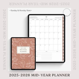 Mid-Year Digital Planner 2025-2026 | Customizable Goodnotes Planner for Daily Use | Goodnotes iPad Daily Scheduler | Portrait | Sandstorm