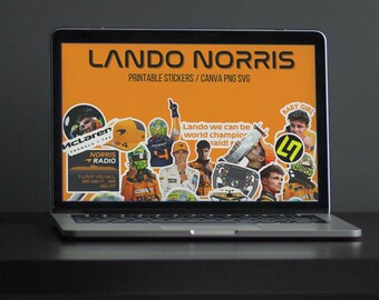 Lando Norris 40 Stickers Mclaren Stickers 45 Bundle Mclaren Stickers Printable Digital Mclaren F1 Canva Template PNG SVG Instant Download