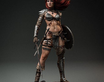 Red Sonja  Statue STL File, 3D Digital Printing STL File for 3D Printers, Movie Characters, Games, Figures, Diorama 3D Model