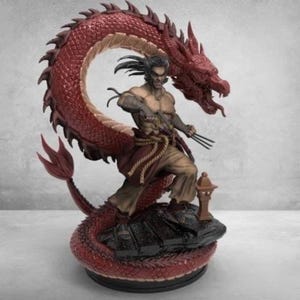 Wolverine Dragon Statue STL File, 3D Digital Printing STL File for 3D Printers, Movie Characters, Games, Figures, Diorama 3D Model