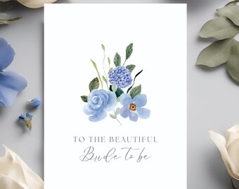 Tarjeta de despedida de soltera con flores azules: saludo imprimible (PDF de 5x7)