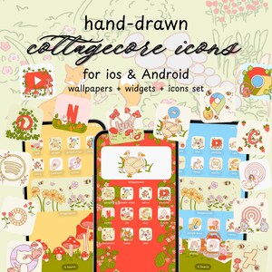 Hand-Drawn Cottagecore App Icons | Cozy iOS & Android Theme (Digital Download)