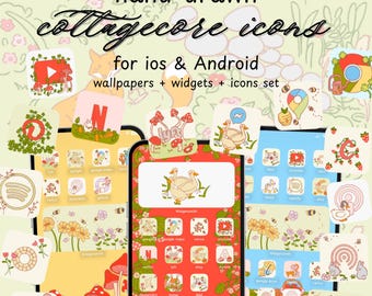 Hand-Drawn Cottagecore App Icons | Cozy iOS & Android Theme (Digital Download)