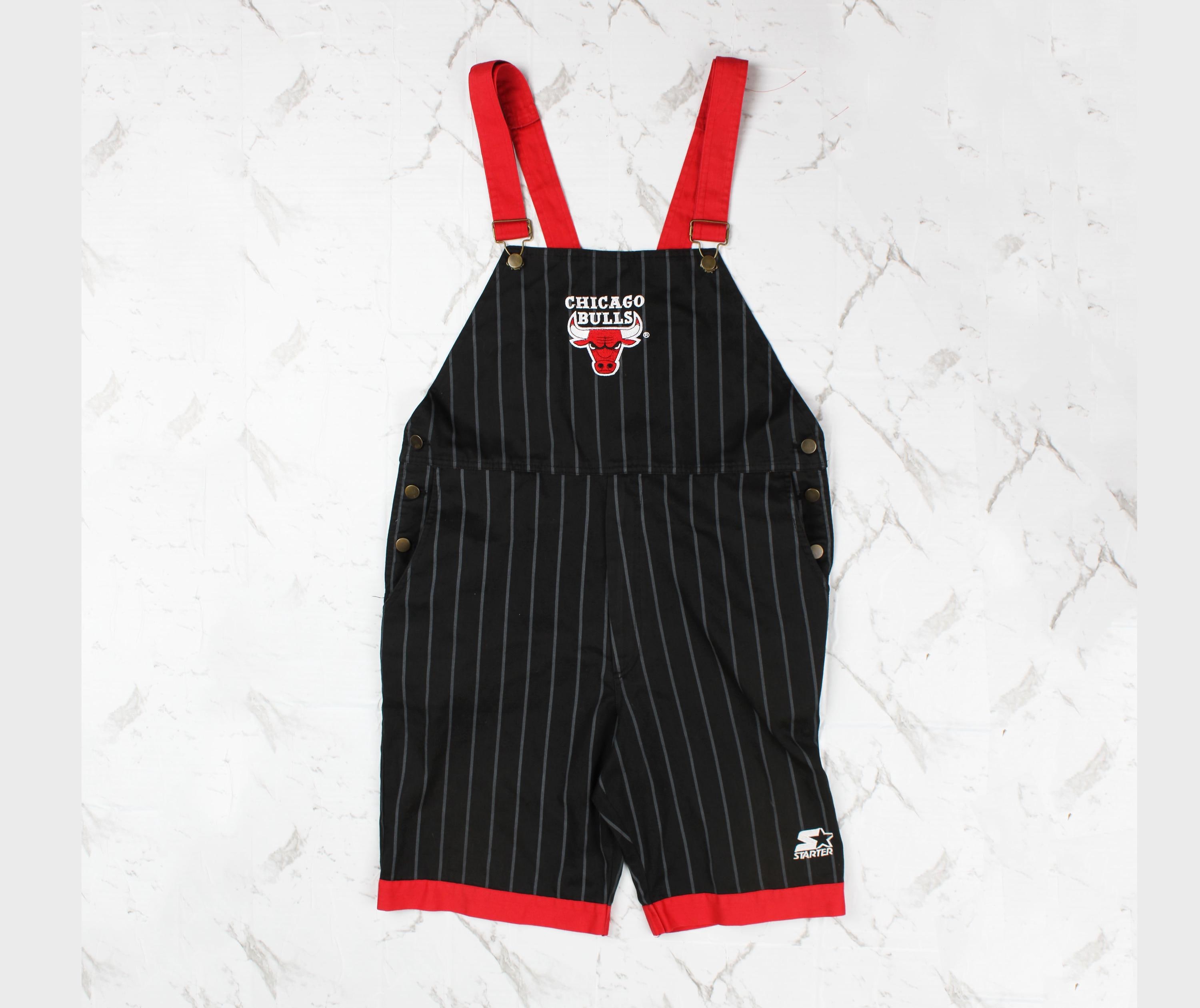 Vintage STARTER Chicago Bulls Overalls | LARGE | 90s NBA Dungarees 