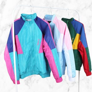 Retro Windbreaker Jackets | Colorblock 80s 90s | Vintage Inspired Jackets | Party Costume Neon