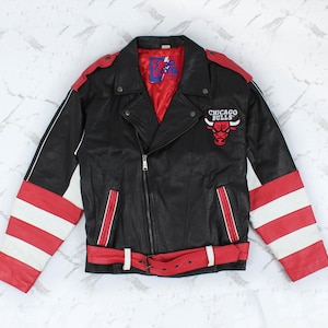 Chicago Bulls Leather Jacket 90s - Etsy