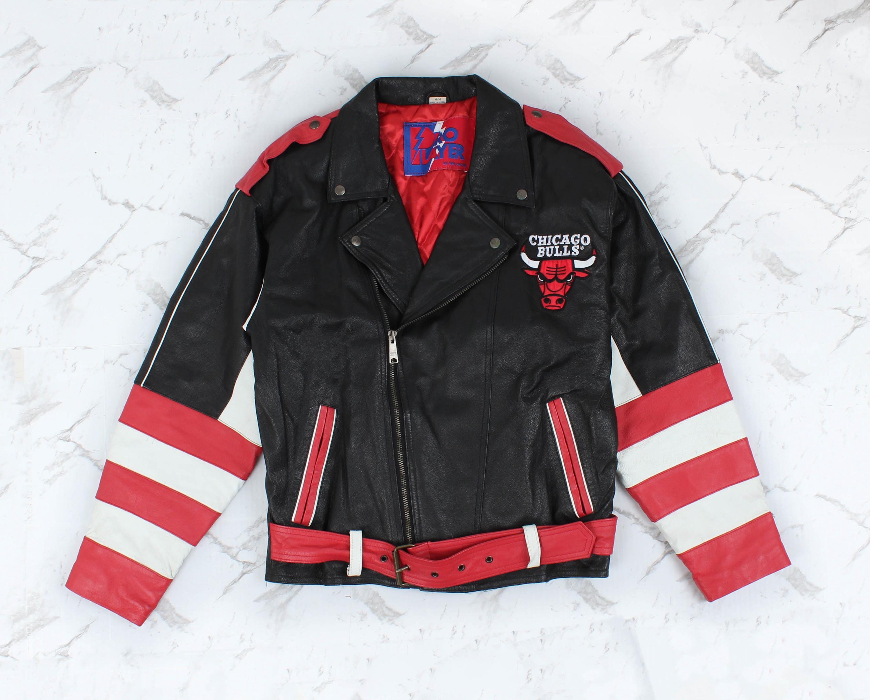 Chicago Bulls Leather Jacket 90s - Etsy