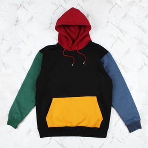 Colorblock Hoodie, Earth Tone Color Hoodie, Multi Colored Colorblock Hoodie, Earth Tone Color Hoodie, Multi Colored
