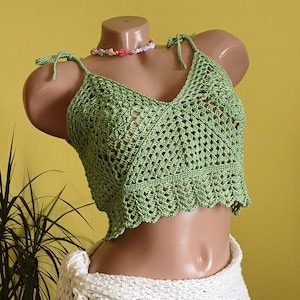 Crochet Crop Top Boho Summer Festival Beachwear, Women’s Lightweight Knit