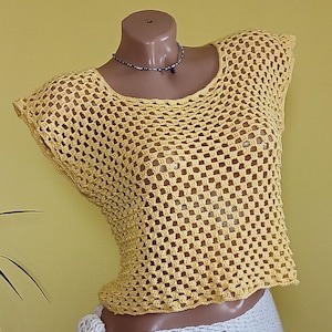 Crochet Mesh Top Boho Cotton Festival Tunic Summer Beach Cover Up