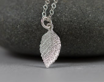 Little Leaf Sterling Silver Necklace - Miniature Tiny Cute Nature Inspired Simple Dainty Everyday Modern Handmade Jewelry