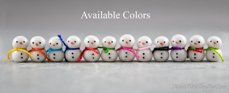 Itty Bitty Snowman Decoration Miniature Christmas Terrarium Ceramic Porcelain Holiday Snow Figurine Sculpture Hand Sculpted Choose Color image 9