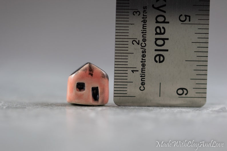 Little Pink House Terrarium Figurine Miniature Ceramic Porcelain Soft Pink Sculpture Hand Sculpted image 5
