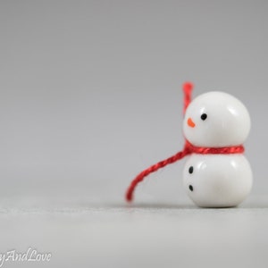 Itty Bitty Snowman Decoration Miniature Christmas Terrarium Ceramic Porcelain Holiday Snow Figurine Sculpture Hand Sculpted Choose Color image 3