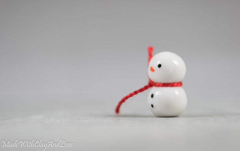 Itty Bitty Snowman Decoration Miniature Christmas Terrarium Ceramic Porcelain Holiday Snow Figurine Sculpture Hand Sculpted Choose Color image 3