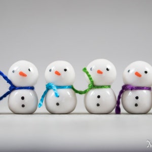 Itty Bitty Snowman Decoration Miniature Christmas Terrarium Ceramic Porcelain Holiday Snow Figurine Sculpture Hand Sculpted Choose Color image 8