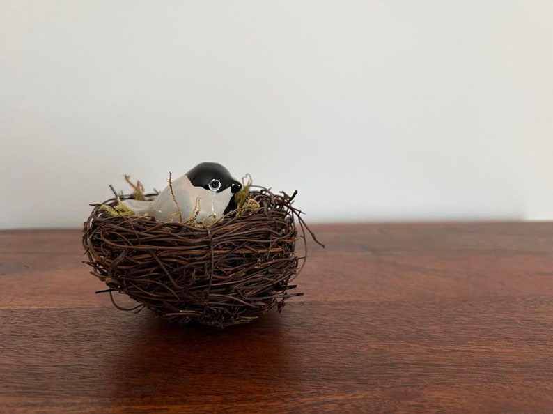 Little Bird In Nest Chickadee Pottery Bird Miniature Ceramic Porcelain Clay Animal Sculpture Decorative Home Decor Ornament Figurine image 7