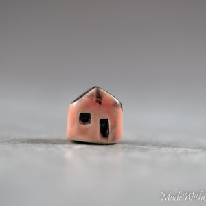 Little Pink House Terrarium Figurine Miniature Ceramic Porcelain Soft Pink Sculpture Hand Sculpted image 3