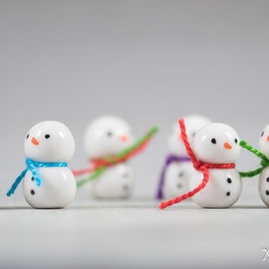 Itty Bitty Snowman Decoration Miniature Christmas Terrarium Ceramic Porcelain Holiday Snow Figurine Sculpture Hand Sculpted Choose Color image 6