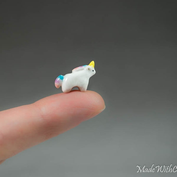 Micro Unicorn - Terrarium Figurine - Miniature Tiny Ceramic Porcelain Animal Sculpture - Hand Sculpted