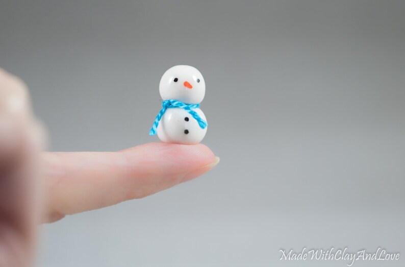 Itty Bitty Snowman Decoration Miniature Christmas Terrarium Ceramic Porcelain Holiday Snow Figurine Sculpture Hand Sculpted Choose Color image 5