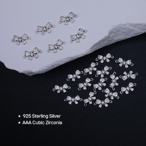 Set of 2 Sterling Silver Bow Connector for Permanent Jewelry | Dainty Charm for Bracelets, Necklaces & Anklets | DIY Supply Bulk Wholesale