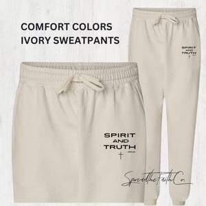 Spirit and Truth Minimalist Cross Unisex Sweatpants, Comfort colors, Christian Apparel, Jesus, Christian Sweatpants, 100% cotton, Scripture