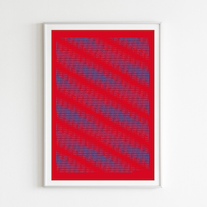 Limitierter Siebdruck, Mondphasen, Kunstdruck, 60x70 cm, Rot blauer Druck