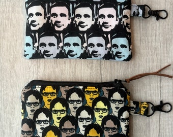 The Office Michael Scott Dwight  Schrute Small keychain wallet / slim wallet / coin wallet / zippered pouch / gift card holder