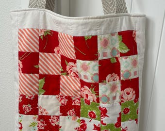 Patchwork Quilted Bag ~ Handbag ~ Handmade ~ Large Tote ~ Quilted