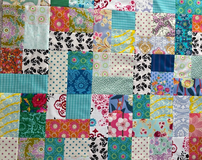 Scrappy Floral Patchwork Quilt Top: DIY Baby Quilt 35" Square - Etsy