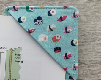 Small Sushi Corner Bookmark Reader Gift Teacher Gift Fabric Bookmark  Stocking Stuffer Free Shipping