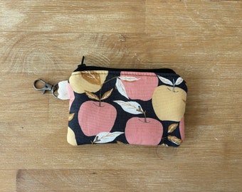 Apples /  Small keychain wallet / slim wallet / coin wallet / zippered pouch / gift card holder