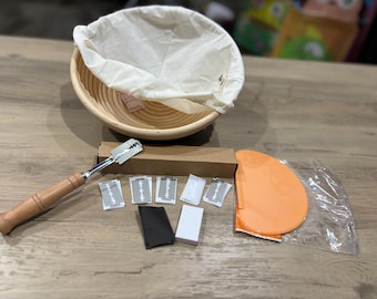 Bread Proofing Basket Kit, 10" Rattan Banneton with Liner, Scraper & Lame