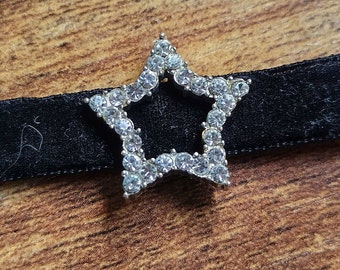 Velvet Band Choker with Vintage Rhinestone Star charm