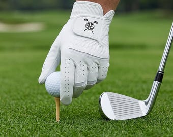 Golfhandschuh mit individuellem Monogramm, Cabretta-Ledergefühl, personalisiertes Geschenk für Golfliebhaber