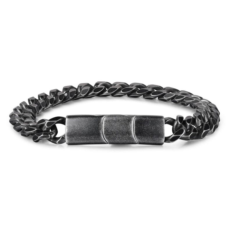 Personalized mens cuban link bracelet, black stainless steel curb link chain bracelet, hip hop chain, name bracelet, father dad bracelet image 5